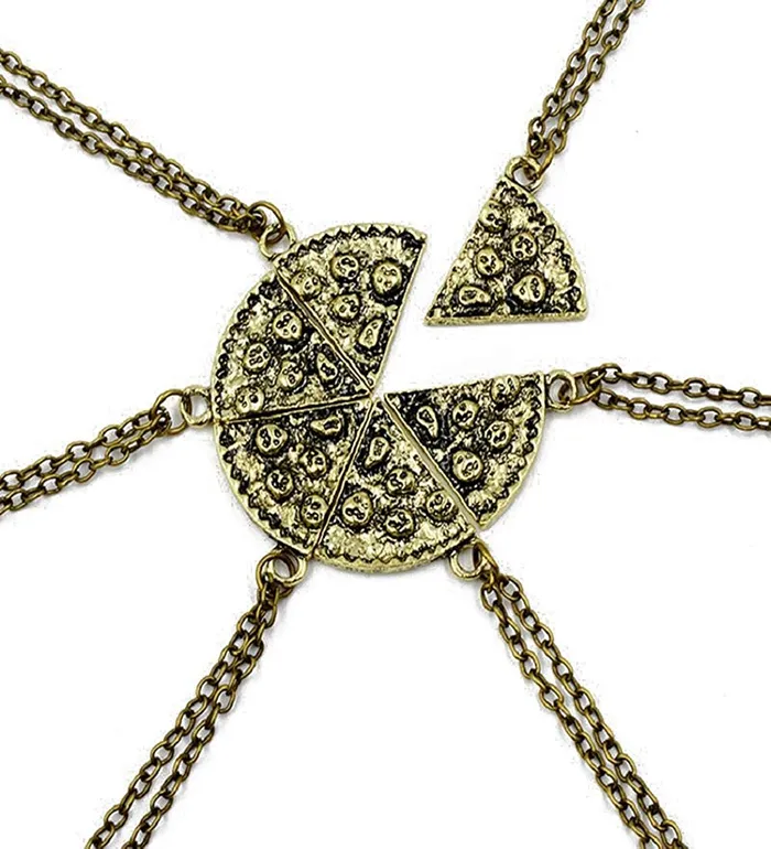 Necklaces sparklingselections Antique Silver Pizza Shape Pendant Necklace 6pcs for 6 Friends Gift Necklace For Women Necklaces sparklingselections Antique Silver Pizza Shape Pendant Necklace 6pcs for 6 Friends Gift Necklace For Women