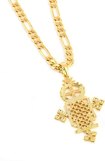 Necklaces sparklingselections Pure Gold Color Ethiopian Cross Necklace