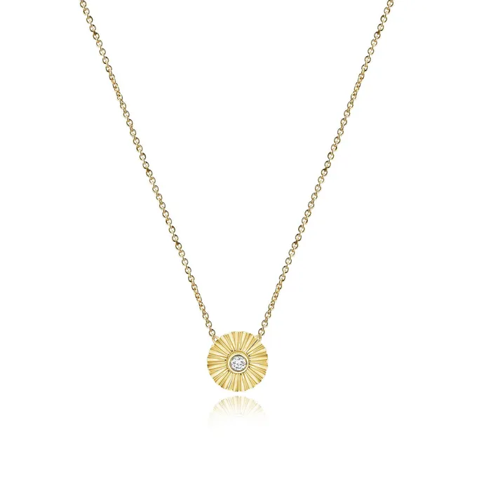 Necklaces Striped Round Center Diamond Necklace Alev Collection