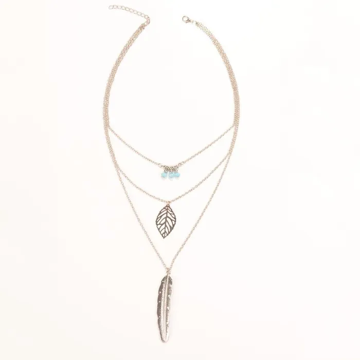 sparklingselections 3 Layer Leaf Long Chain Pendant Necklaces for Women Necklaces sparklingselections 3 Layer Leaf Long Chain Pendant Necklaces for Women Necklaces