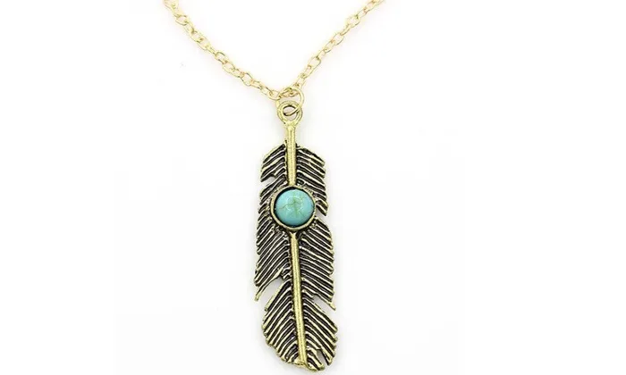 sparklingselections Necklaces Bohemian Leaves Gold Chain Feather Pattern Pendant Necklace sparklingselections Necklaces Bohemian Leaves Gold Chain Feather Pattern Pendant Necklace
