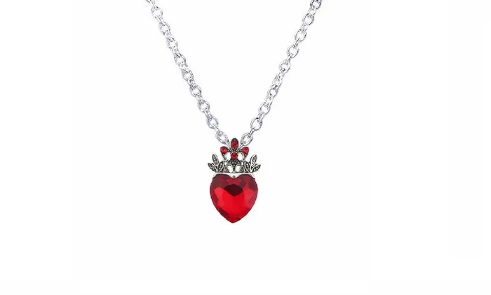 sparklingselections Necklaces Red Heart Crown Necklace Queen of Hearts For Girl sparklingselections Necklaces Red Heart Crown Necklace Queen of Hearts For Girl