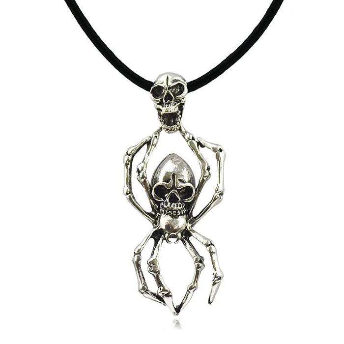 sparklingselections Necklaces Titanium Stainless Steel Spider Body Skeleton Head Unisex Pendant Necklace sparklingselections Necklaces Titanium Stainless Steel Spider Body Skeleton Head Unisex Pendant Necklace