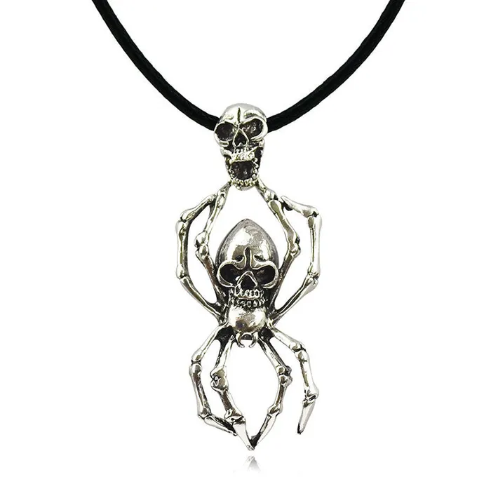 sparklingselections Necklaces Titanium Stainless Steel Spider Body Skeleton Head Unisex Pendant Necklace sparklingselections Necklaces Titanium Stainless Steel Spider Body Skeleton Head Unisex Pendant Necklace