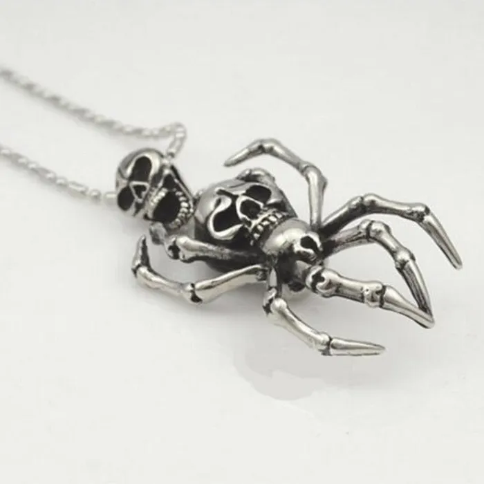 sparklingselections Necklaces Titanium Stainless Steel Spider Body Skeleton Head Unisex Pendant Necklace sparklingselections Necklaces Titanium Stainless Steel Spider Body Skeleton Head Unisex Pendant Necklace