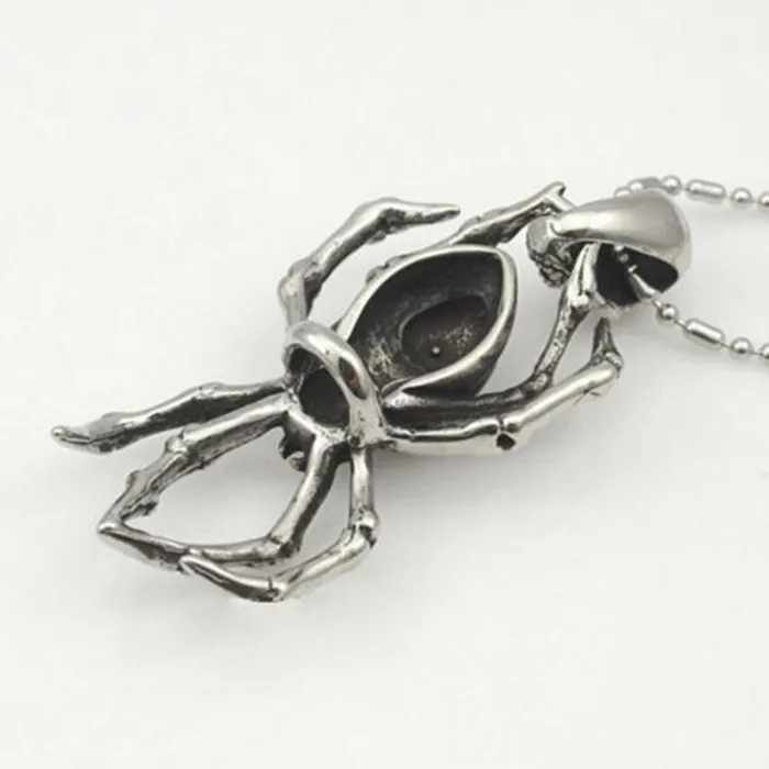 sparklingselections Necklaces Titanium Stainless Steel Spider Body Skeleton Head Unisex Pendant Necklace sparklingselections Necklaces Titanium Stainless Steel Spider Body Skeleton Head Unisex Pendant Necklace