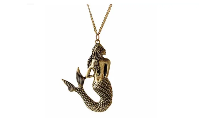 Vintage Long Sweater Chain Bronze Mermaid Pendant Necklace sparklingselections Necklaces Vintage Long Sweater Chain Bronze Mermaid Pendant Necklace sparklingselections Necklaces