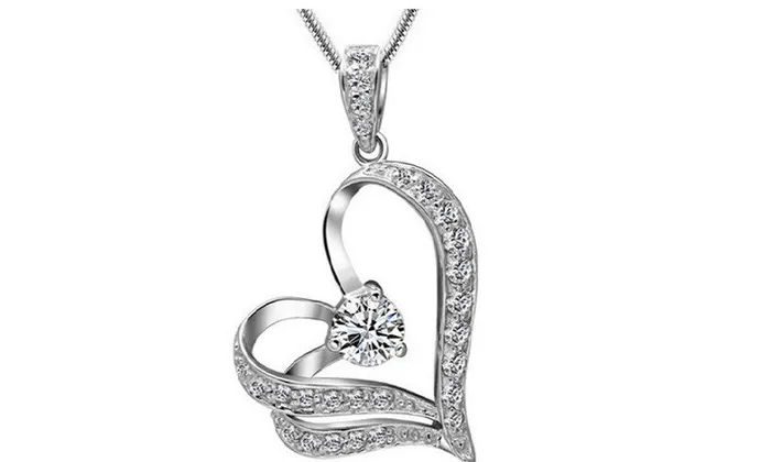 Zirconia Crystal Heart Pendant Necklace sparklingselections Necklaces