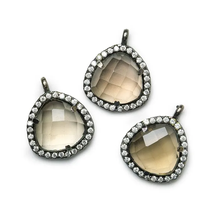 Necklaces 13mm Black Gold CZ Bezel Smoky Hydro Quartz Faceted Heart Pendant 1 piece Beadsofcambaycom Necklaces 13mm Black Gold CZ Bezel Smoky Hydro Quartz Faceted Heart Pendant 1 piece Beadsofcambaycom