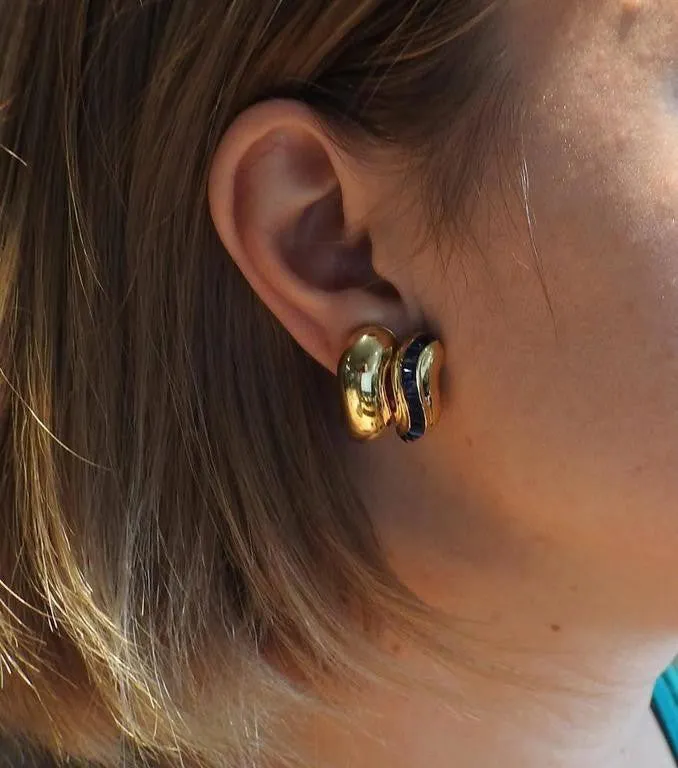 Seaman Schepps Earrings Seaman Schepps Sugarloaf Sapphire Gold Earrings