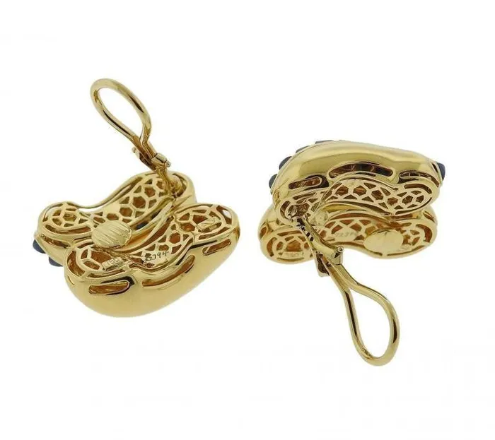 Seaman Schepps Earrings Seaman Schepps Sugarloaf Sapphire Gold Earrings