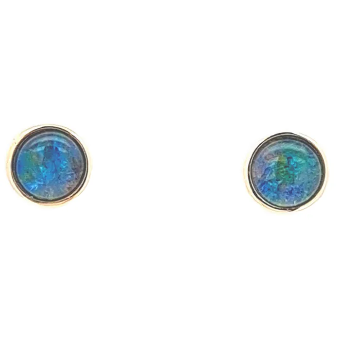 Australian Opal Cutters Australian Triplet Opal Earrings Set in 9K Yellow Gold Earrings Australian Opal Cutters Australian Triplet Opal Earrings Set in 9K Yellow Gold Earrings