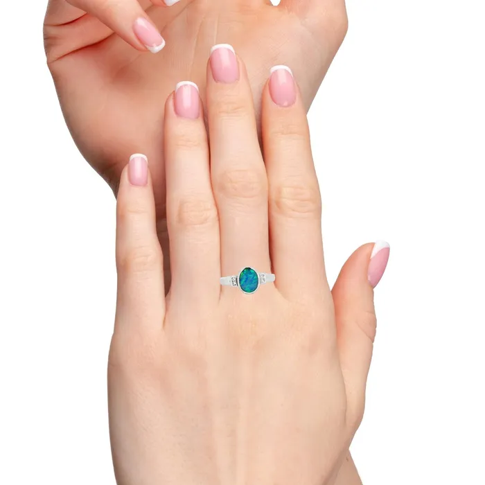 Australian Opal Cutters Rings Australian Opal Doublet Ring set in Sterling Silver