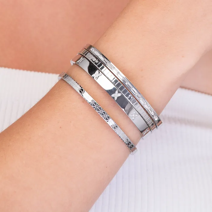Bracelets Camile Stone Ridges Hinged Bangle Bracelet
