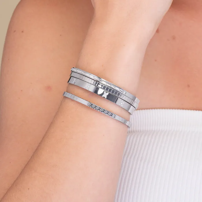 Bracelets Camile Stone Ridges Hinged Bangle Bracelet