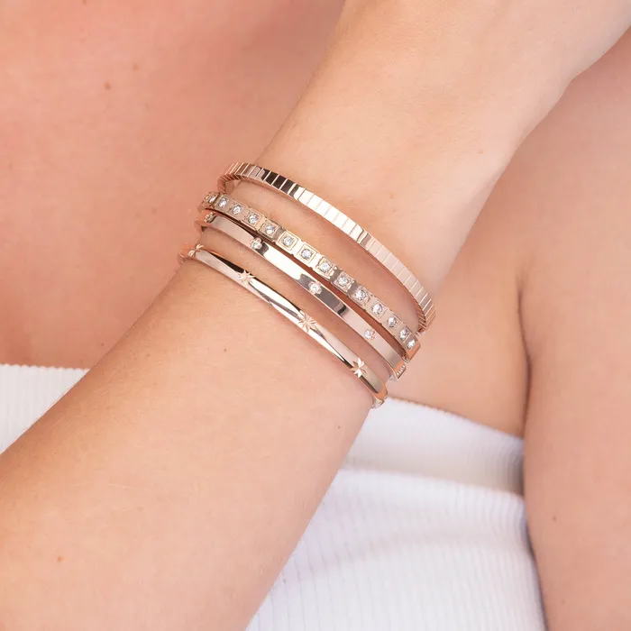 Bracelets Camile Stone Ridges Hinged Bangle Bracelet