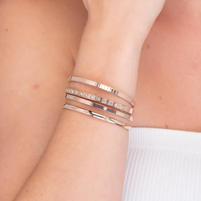 Bracelets Camile Stone Ridges Hinged Bangle Bracelet