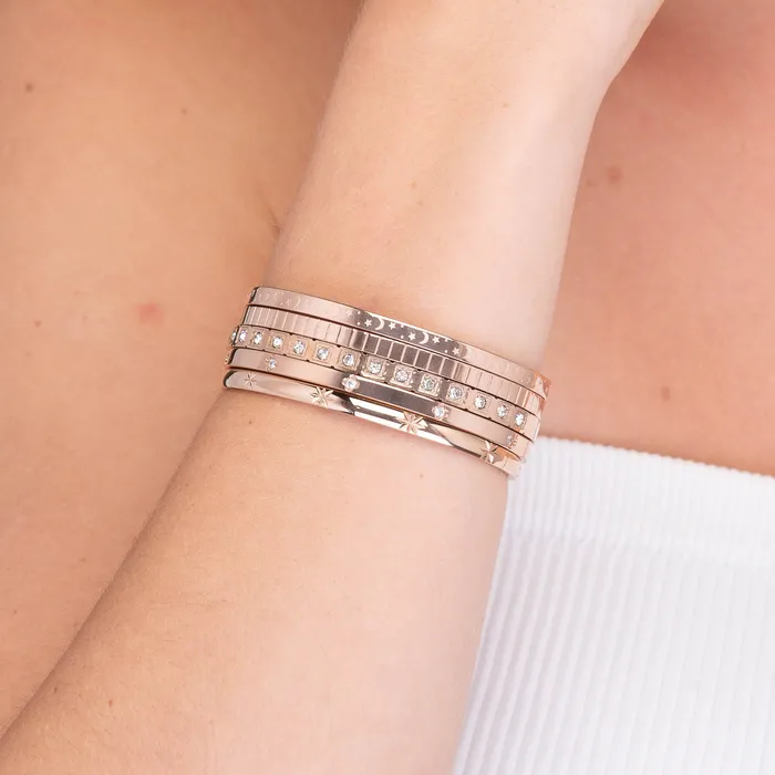 Bracelets Camile Stone Ridges Hinged Bangle Bracelet