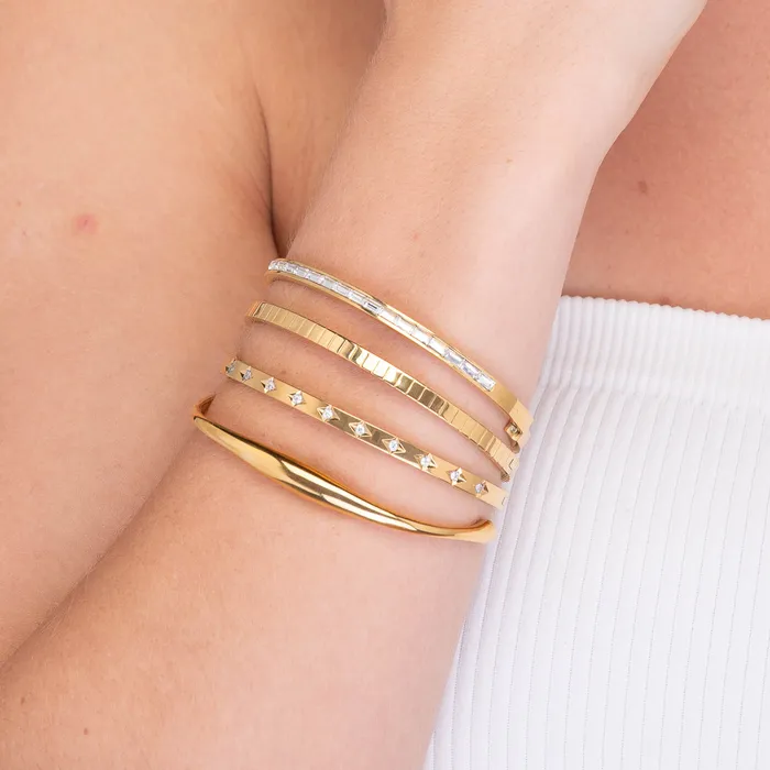 Bracelets Camile Stone Ridges Hinged Bangle Bracelet