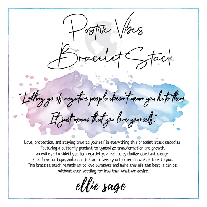 Bracelets Ellie Sage Positive Vibes Bracelet Stack