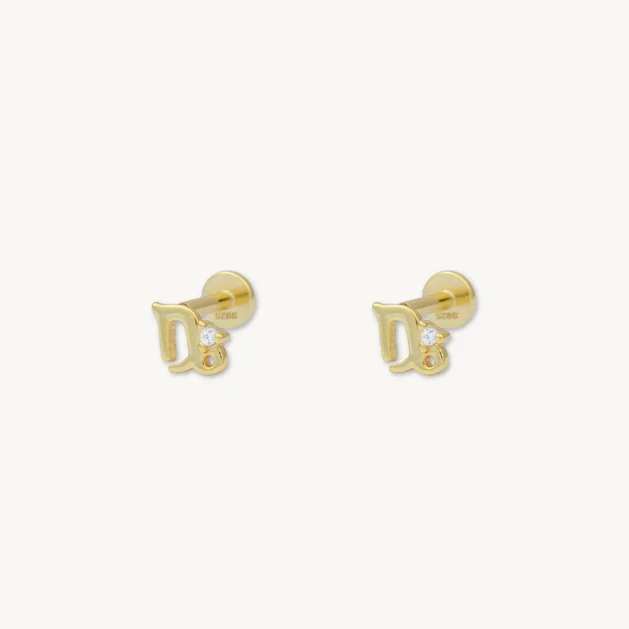 Camile Stone Earrings Capricorn Zodiac Star Sign Flat Back Earrings