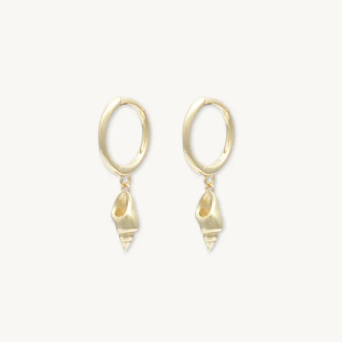 Camile Stone Earrings Shell Huggie Hoop Earrings