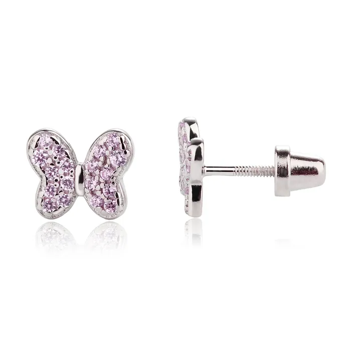Cherished Moments Earrings Sterling Silver Kids Birthstone Butterfly Earrings with CZs Cherished Moments Earrings Sterling Silver Kids Birthstone Butterfly Earrings with CZs