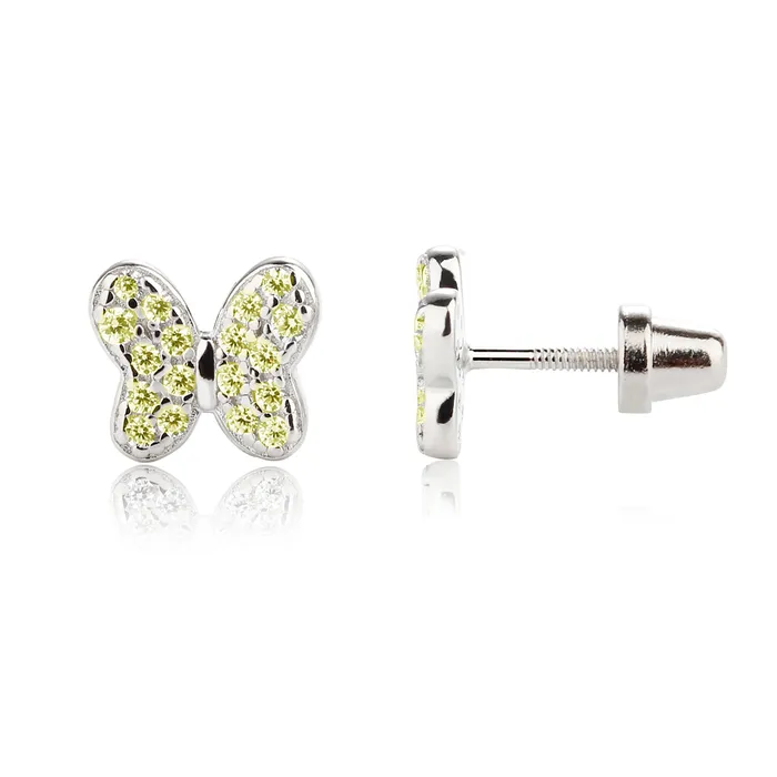 Cherished Moments Earrings Sterling Silver Kids Birthstone Butterfly Earrings with CZs
