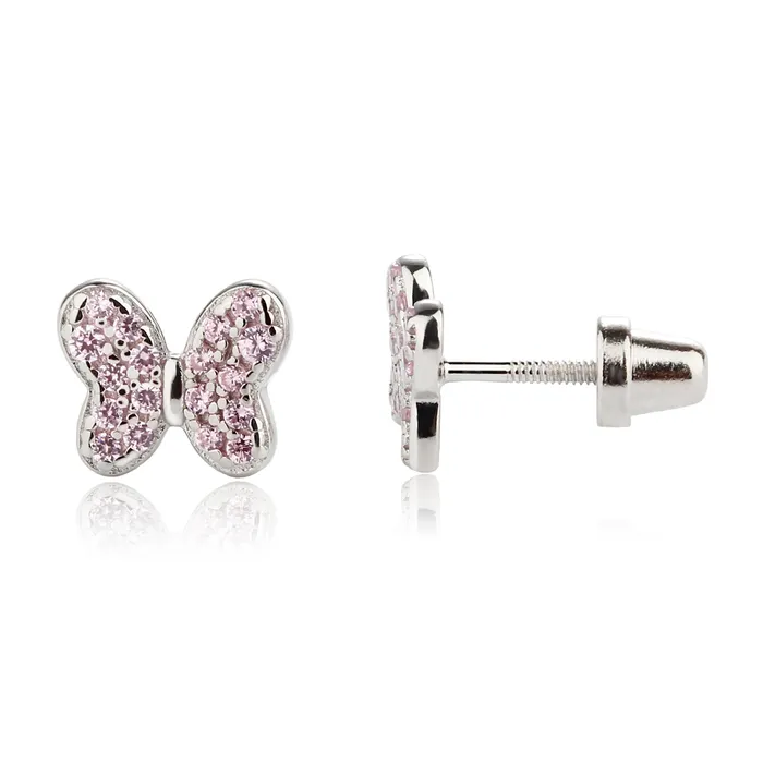 Cherished Moments Earrings Sterling Silver Kids Birthstone Butterfly Earrings with CZs