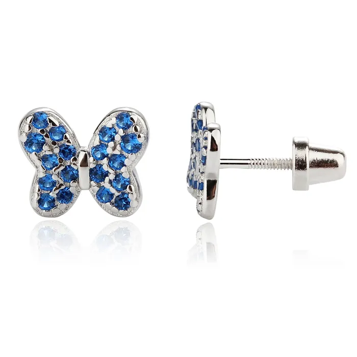 Cherished Moments Earrings Sterling Silver Kids Birthstone Butterfly Earrings with CZs