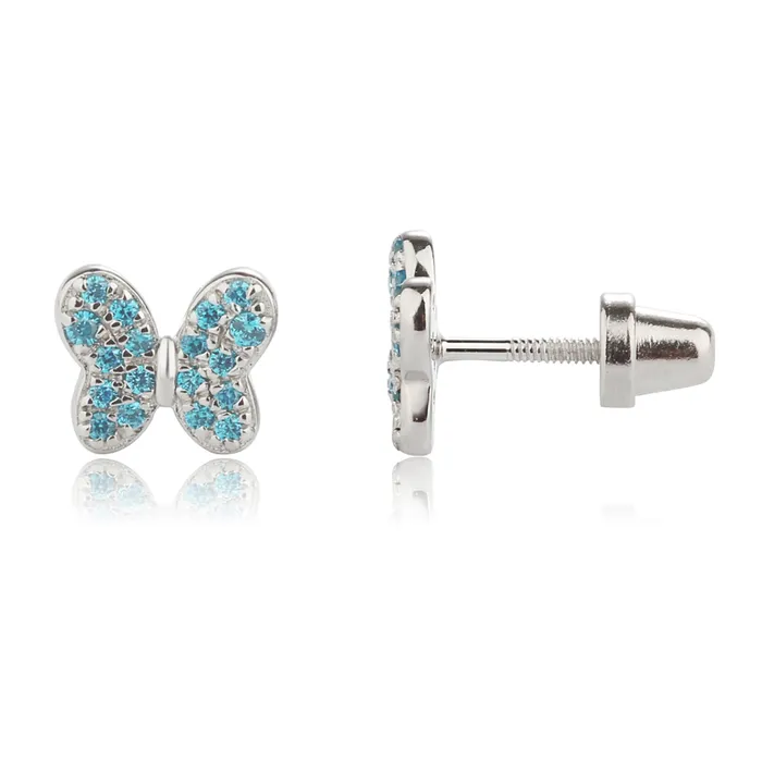 Cherished Moments Earrings Sterling Silver Kids Birthstone Butterfly Earrings with CZs