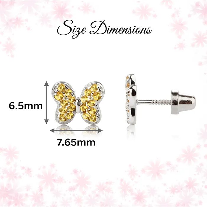 Cherished Moments Earrings Sterling Silver Kids Birthstone Butterfly Earrings with CZs