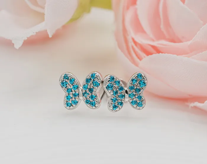 Cherished Moments Earrings Sterling Silver Kids Birthstone Butterfly Earrings with CZs
