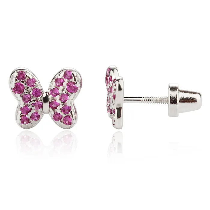 Cherished Moments Earrings Sterling Silver Kids Birthstone Butterfly Earrings with CZs