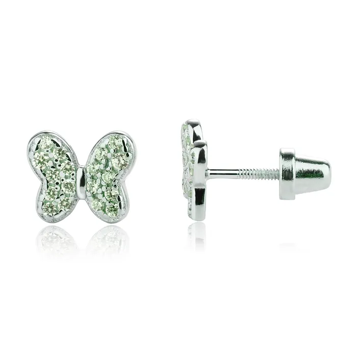 Cherished Moments Earrings Sterling Silver Kids Birthstone Butterfly Earrings with CZs
