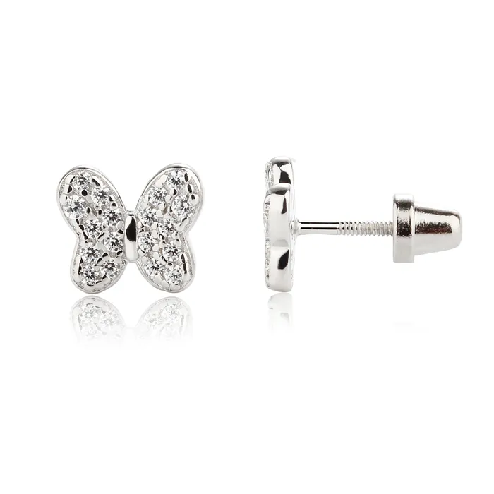 Cherished Moments Earrings Sterling Silver Kids Birthstone Butterfly Earrings with CZs