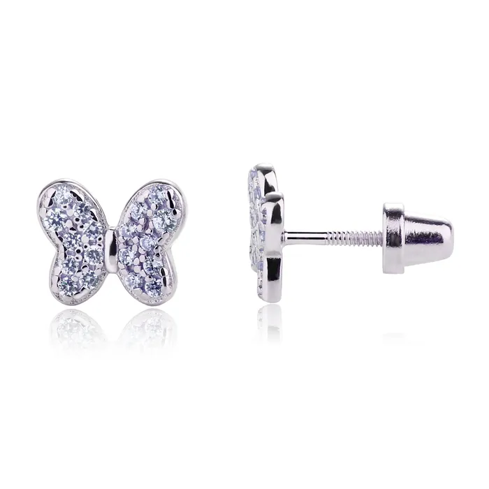 Cherished Moments Earrings Sterling Silver Kids Birthstone Butterfly Earrings with CZs