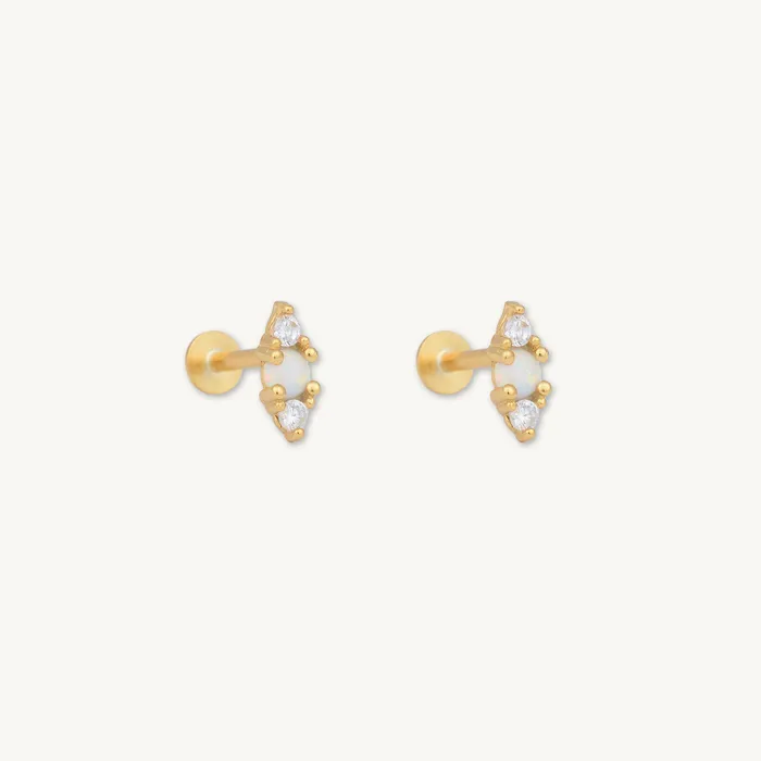 Double Sapphire Opal Flat Back Earrings Camile Stone Earrings