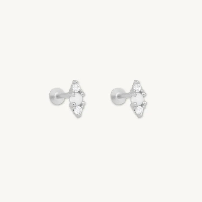 Double Sapphire Opal Flat Back Earrings Camile Stone Earrings
