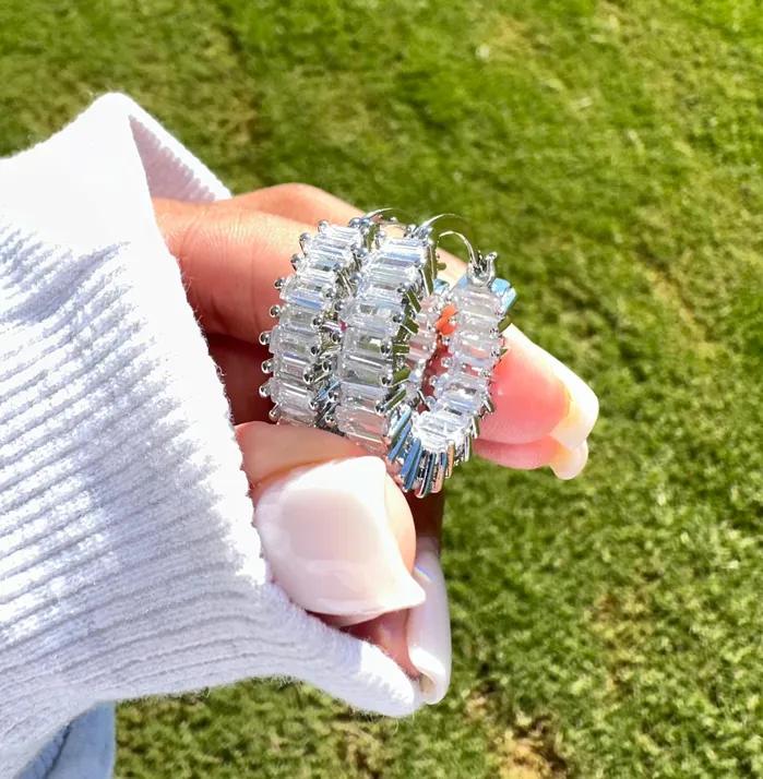 Earrings CharmBox Baguette Hoop Earrings Ships Same Day