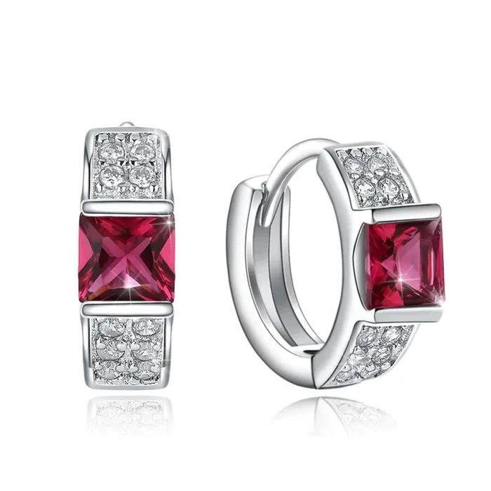 Earrings Hoop Earrings Red Color CZ Stone For Women Personalized Jewel