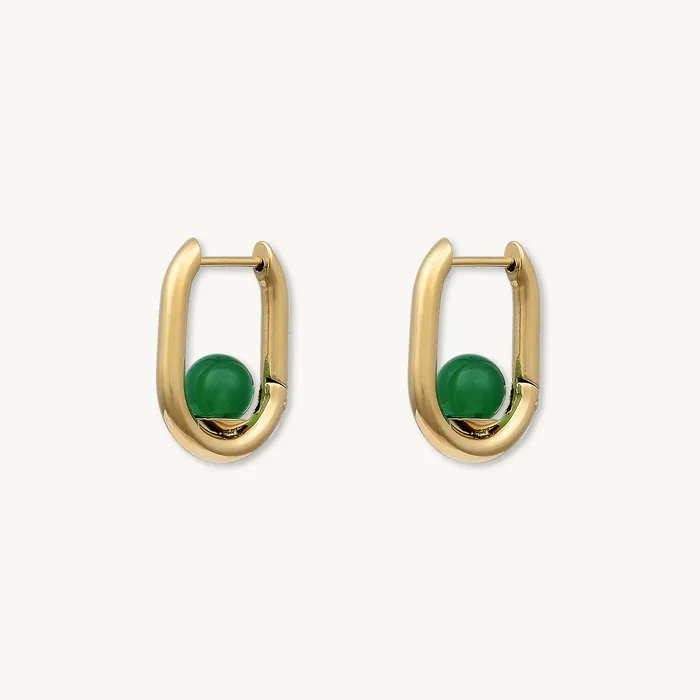 Earrings Jade Huggie Hoop Earrings Camile Stone