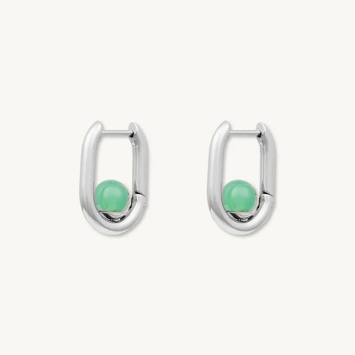 Earrings Jade Huggie Hoop Earrings Camile Stone