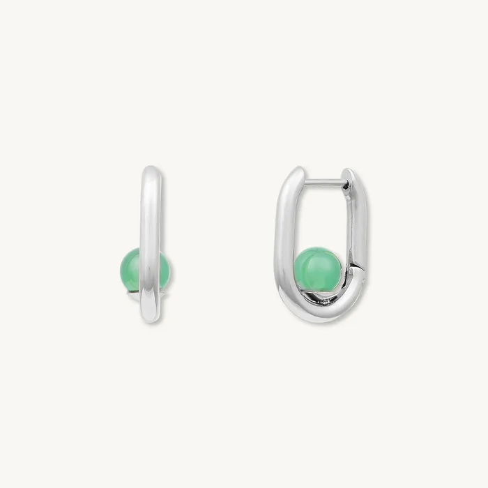 Earrings Jade Huggie Hoop Earrings Camile Stone