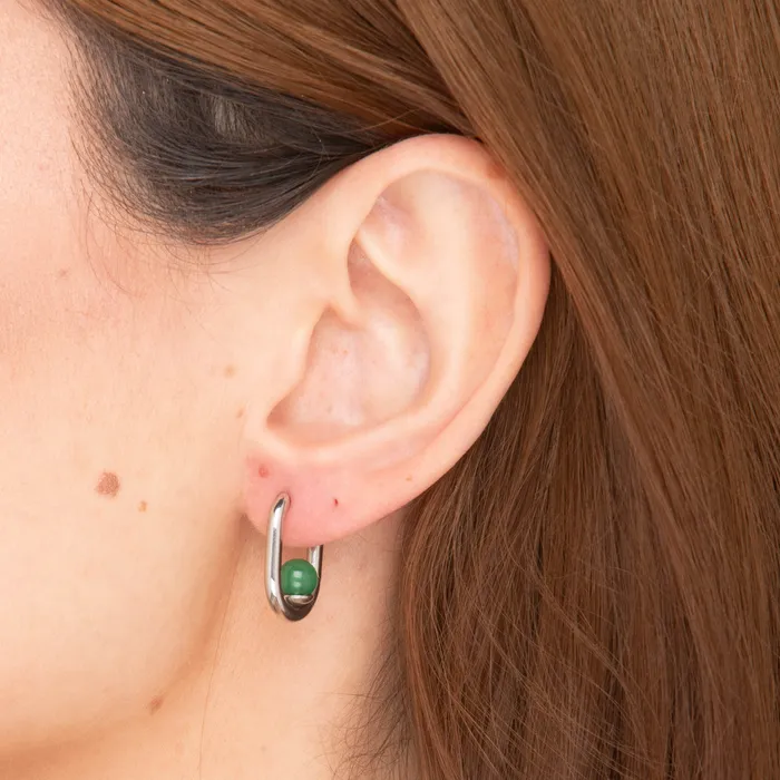 Earrings Jade Huggie Hoop Earrings Camile Stone