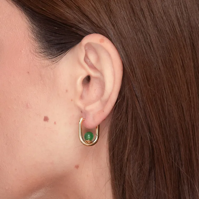 Earrings Jade Huggie Hoop Earrings Camile Stone