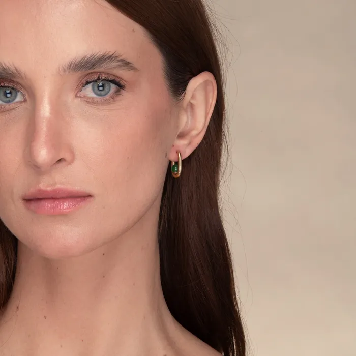 Earrings Jade Huggie Hoop Earrings Camile Stone