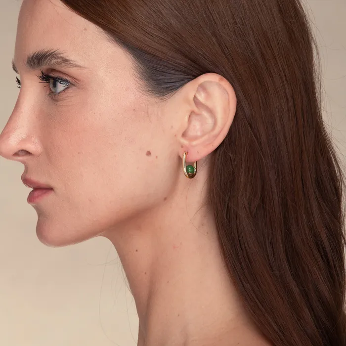 Earrings Jade Huggie Hoop Earrings Camile Stone