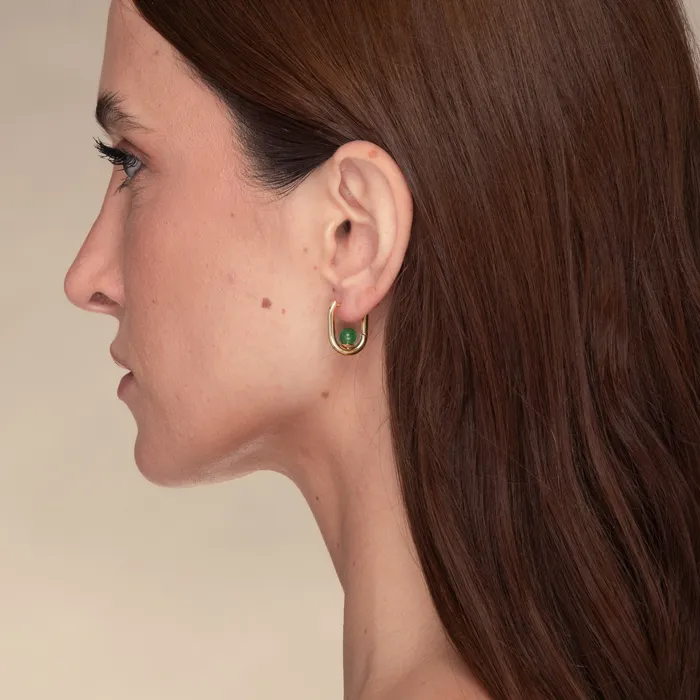 Earrings Jade Huggie Hoop Earrings Camile Stone