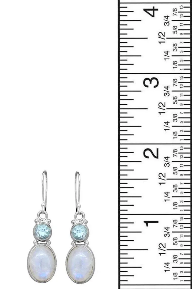 Earrings YoTreasure Moonstone Blue Topaz 925 Solid Sterling Silver Earrings